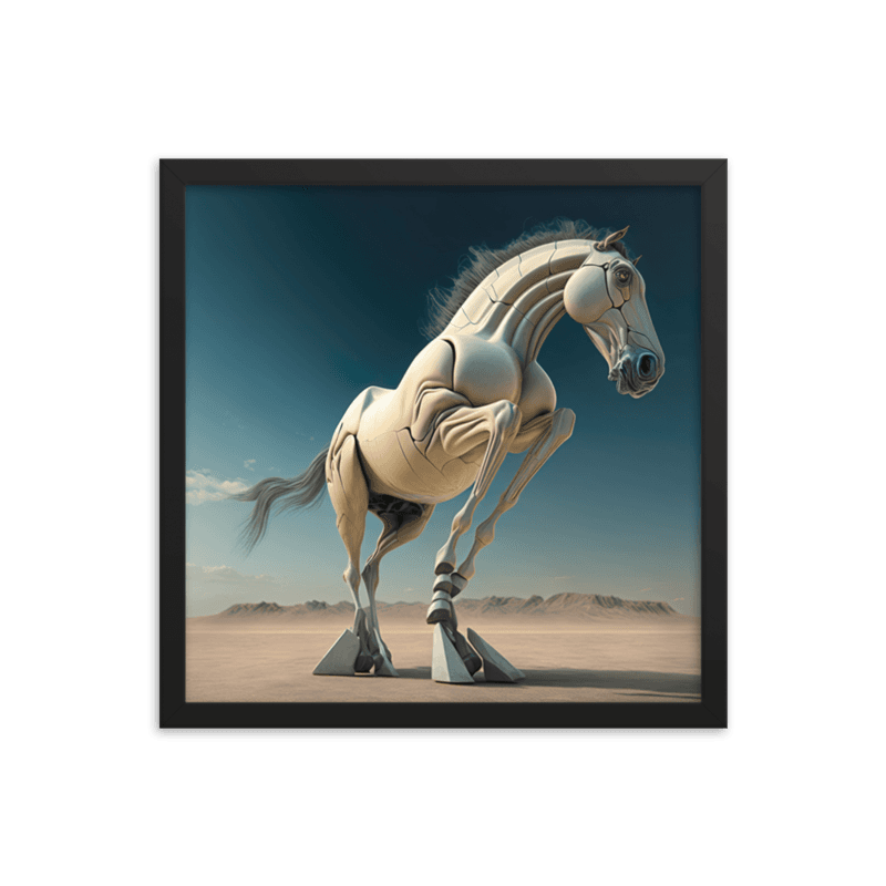 Black desert horse a white horse standing on its hind legs